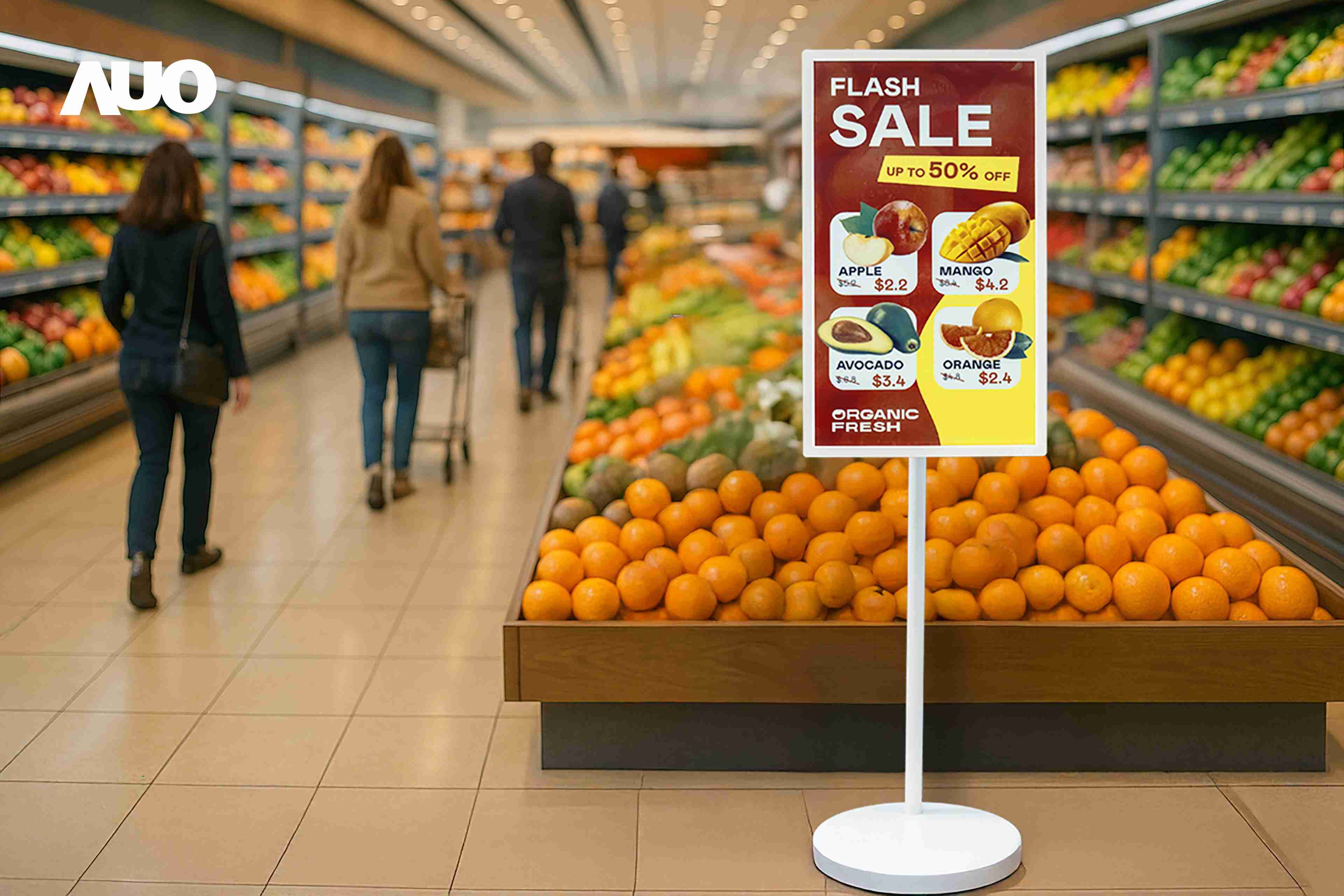 达擎首亮相低功耗、、、全彩的〝aecoPost电子纸解决方案〞，，，仅在更新画面时需要微量的电力驱动，，无需布建电线的便捷设计，，使其可灵活应用、、、、随意置放，，，并可透过云端或行动装置app，，，轻松管理及排程广告内容，，，，晋升店头营销利器。。。。